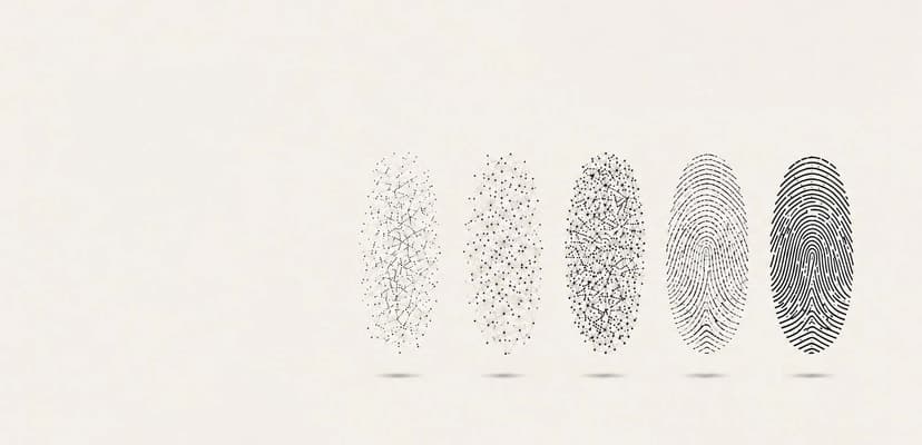 An evolving fingerprint pattern moving from chaotic to ordered